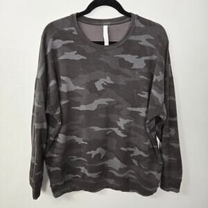 Athleta Studio to Street Camo Crewneck Sweatshirt Dark Grey/Black Size L